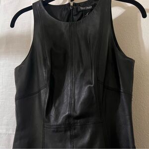 White House Black Market LIMITED EDITION Genuine Leather Black A-line Dress